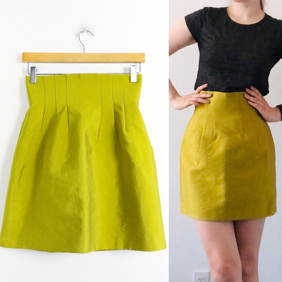 NWOT H&M lime green super high waist skirt trendy